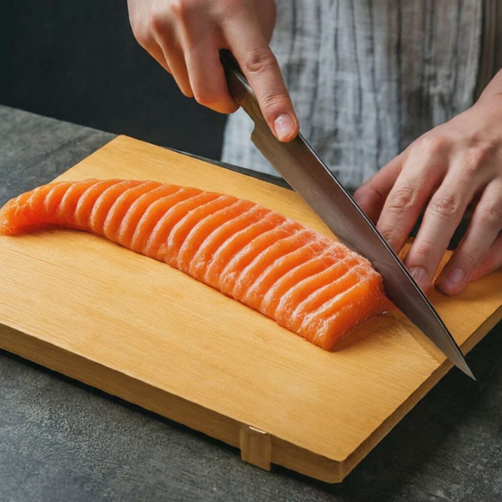 salmon sushi grade size ¼ inch thick