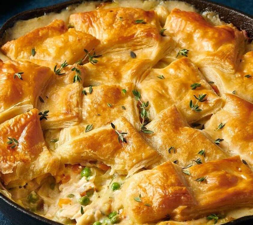 Chicken and Leek Pie with Puff Pastry