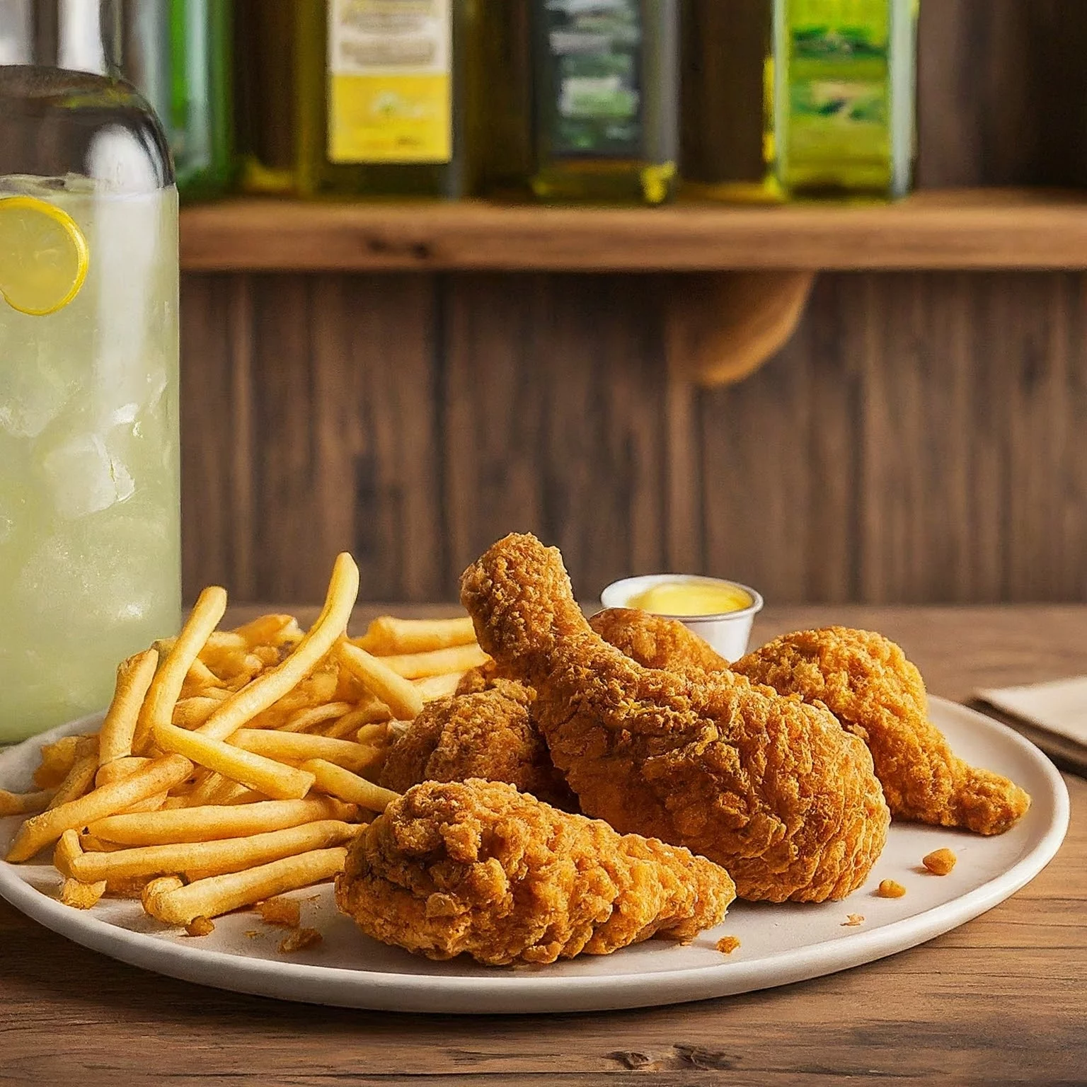 Frying chicken in olive oil